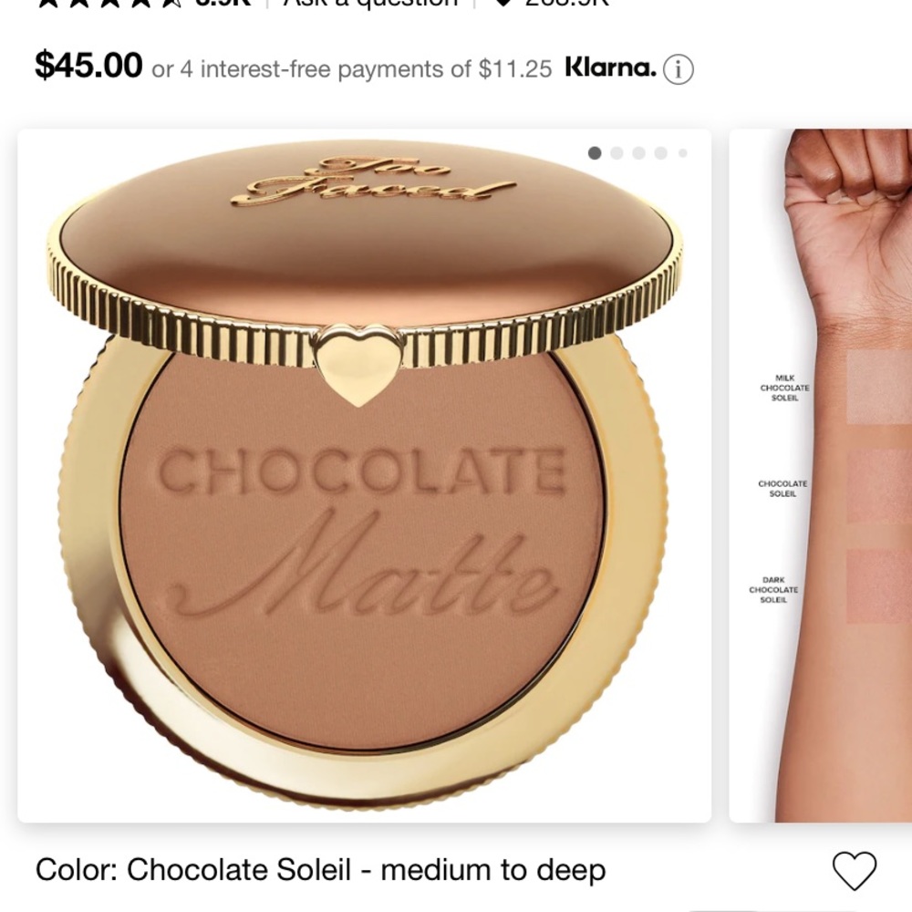 Too faced Soleil bronzer NIB